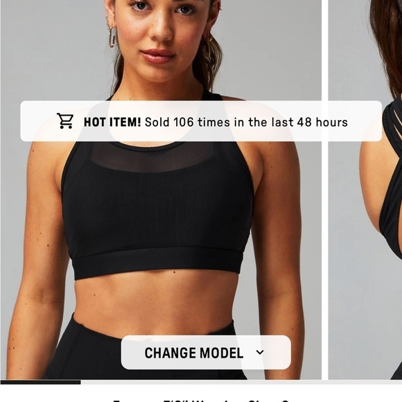 Fabletics Black Faye High Impact Sports Bra Criss Cross Mesh Overlay Workout - Picture 3 of 16
